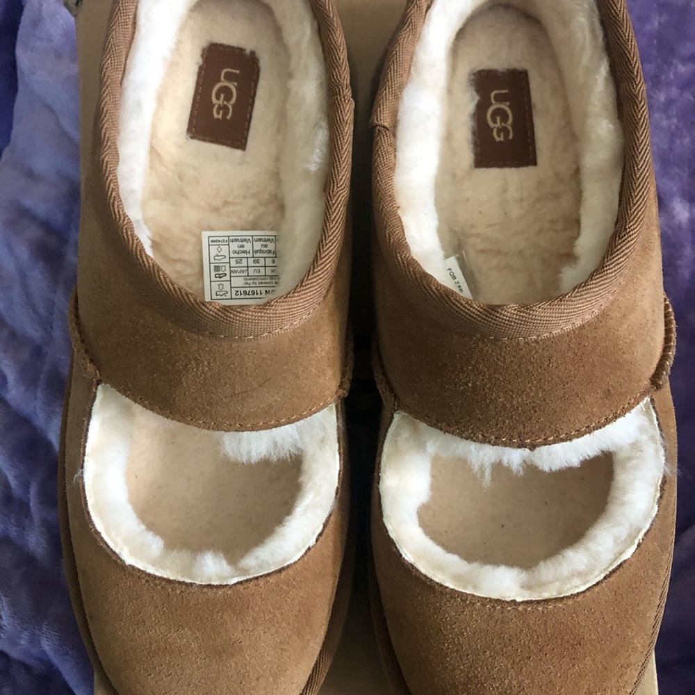 Women’s Chestnut Suede Shearling Mary Jane Slippers
